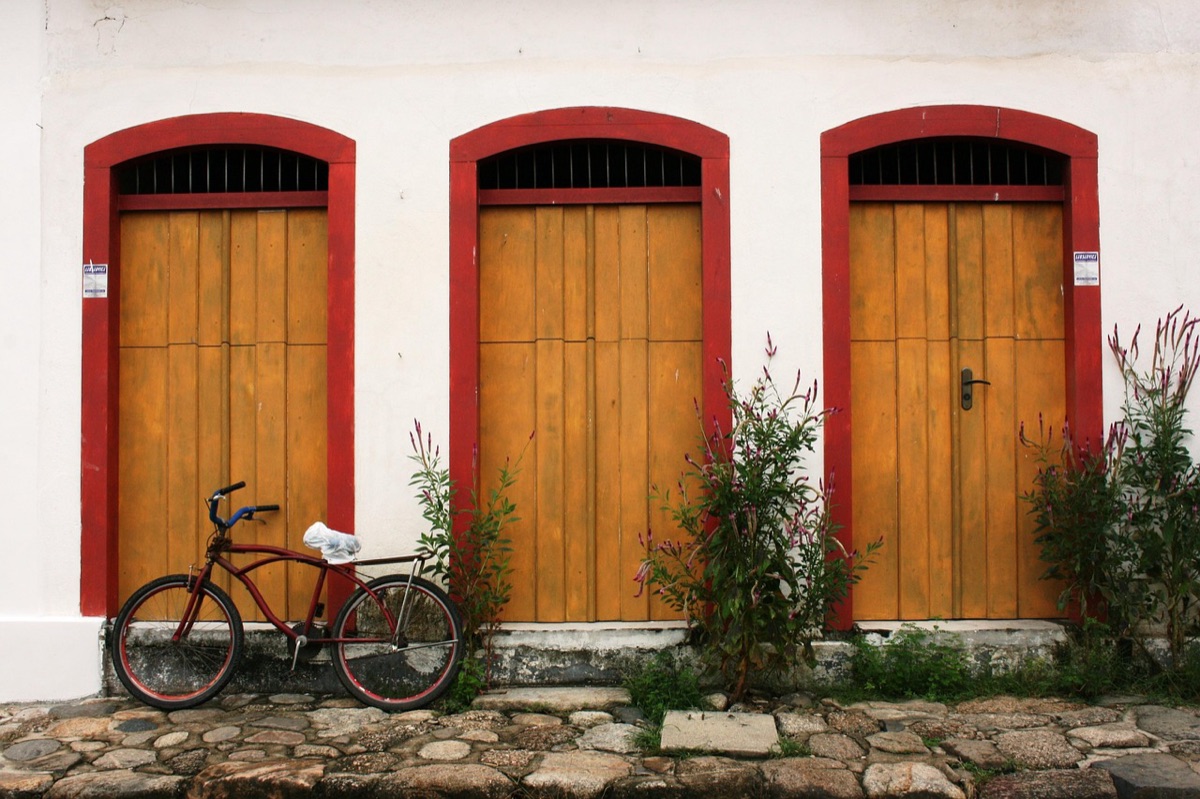 Colonial stone street in Portuguese village