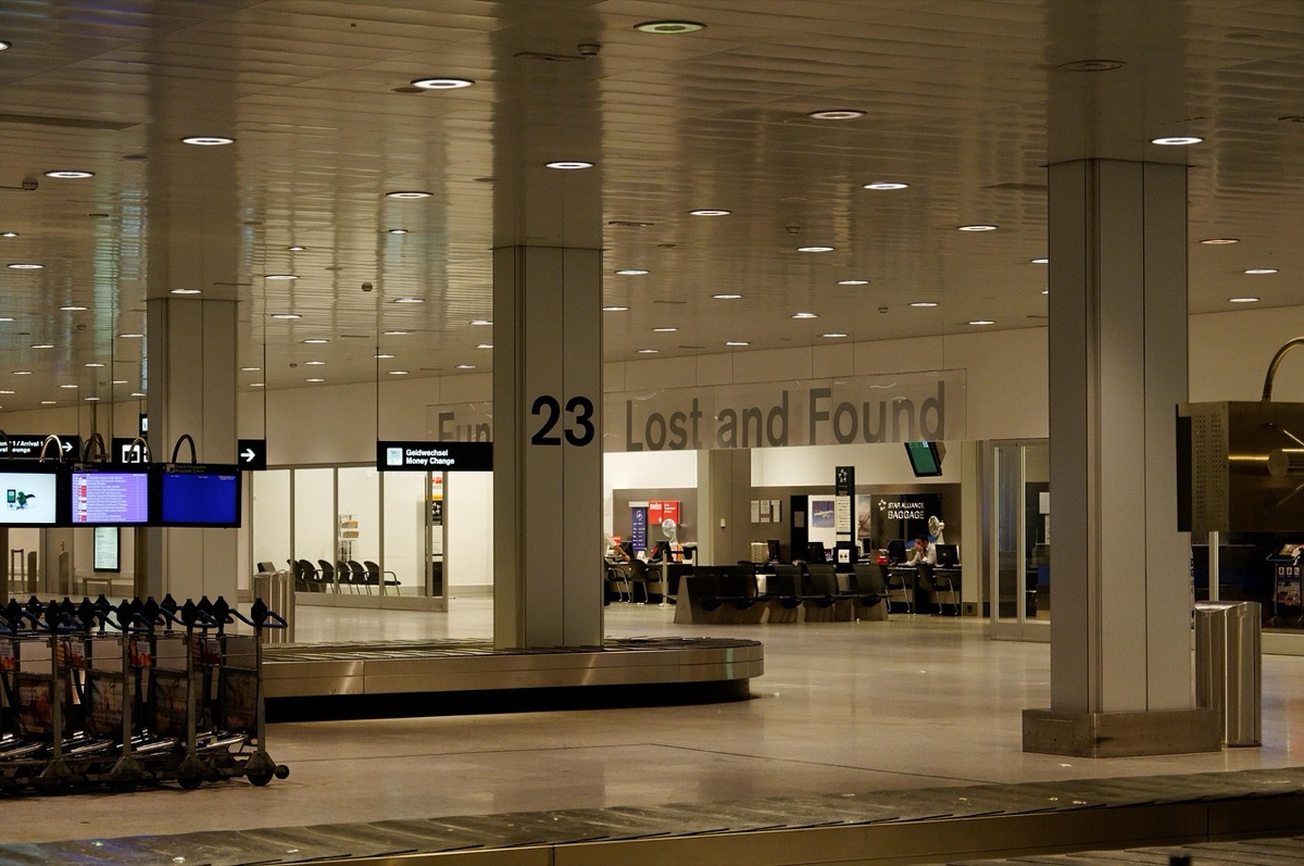 Shuttle bus with luggage at airport