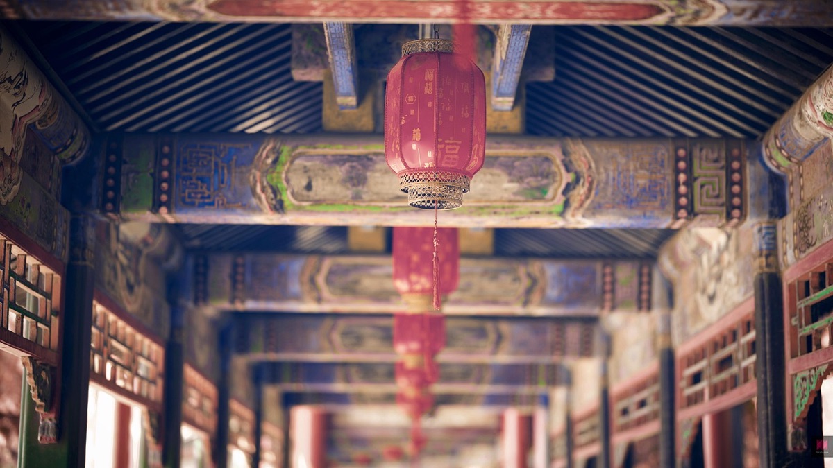 Traditioneller chinesischer Tempelgarten