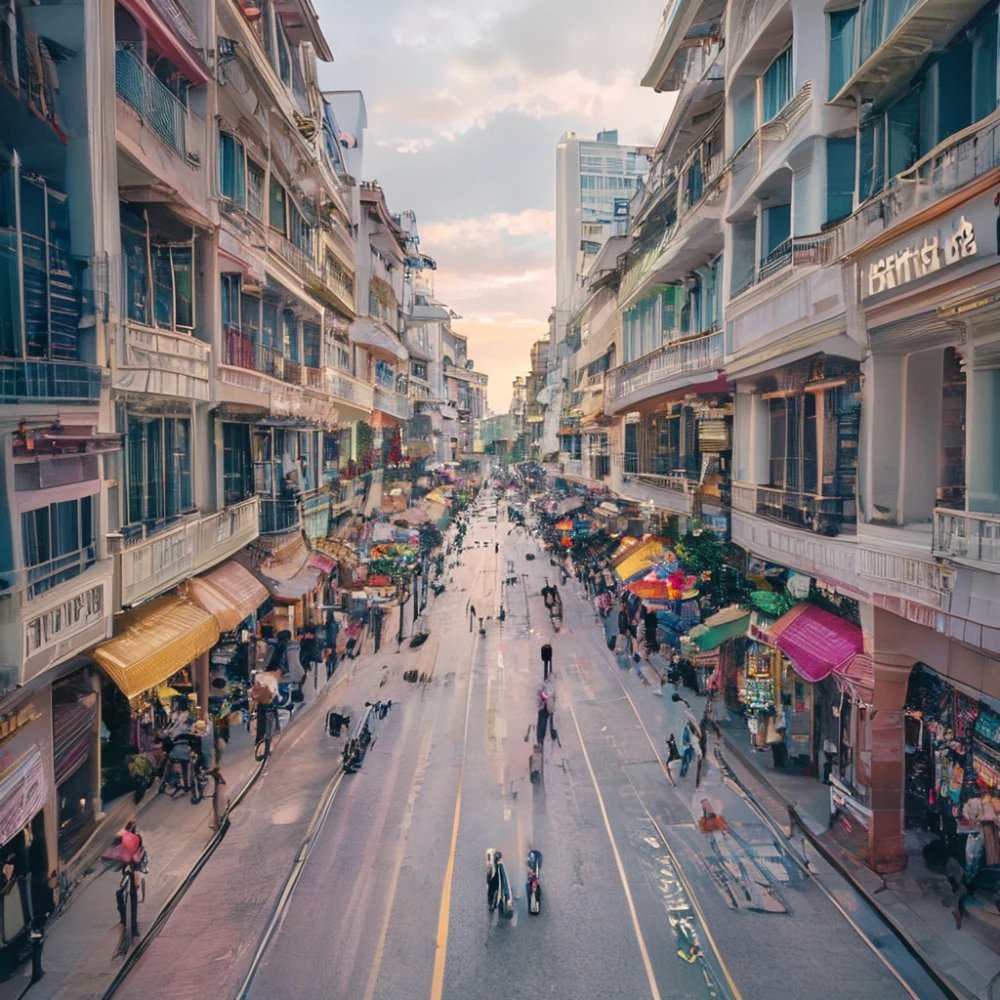 Macau shopping street with traditional and modern shops